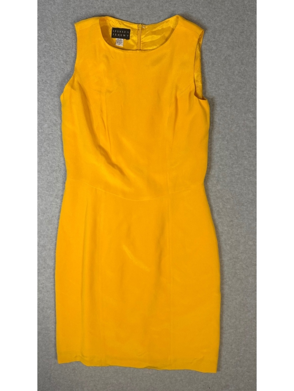 Vintage Spenser Jeremy 100% Silk Yellow Sheath Dress Size 6